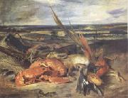 Eugene Delacroix Still Life with a Lobster and Trophies of Hunting and Fishing (mk05) Sweden oil painting artist